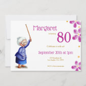 Rosa Aquarell Floral 80. Geburtstag Großmutter Einladung (Vorderseite)