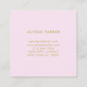 Rosa Aquarell Floral und Baby Blue mit Gold Quadratische Visitenkarte (Rückseite)