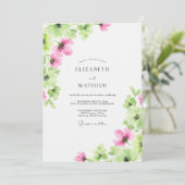 Rosa Aquarell-Frühlingshochzeit Einladung (Stehend Vorderseite)