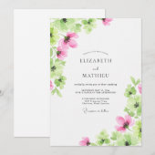 Rosa Aquarell-Frühlingshochzeit Einladung (Vorne/Hinten)