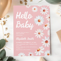 Rosa Aquarell-Gänseblümchen-Baby-Mädchen-Party