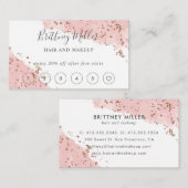 Rosa Aquarell Glitzer Loyalty Card Handschrift Visitenkarte (Vorne/Hinten)