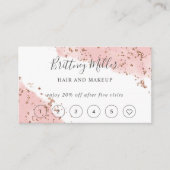 Rosa Aquarell Glitzer Loyalty Card Handschrift Visitenkarte (Vorderseite)