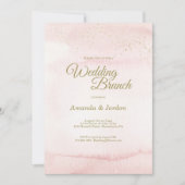 Rosa Aquarell Gold Art Hochzeitsbrunch Einladung (Vorderseite)