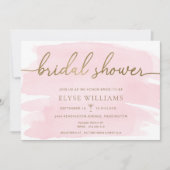 Rosa Aquarell Gold Bridal Dusche Einladung (Vorderseite)