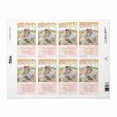 Rosa Aquarell Gold Dots Foto Hochzeitslabel (Vorne)