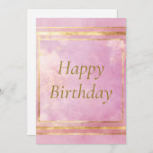 Rosa Aquarell & Gold Foil Geburtstagskarte Einladung (Vorne/Hinten)