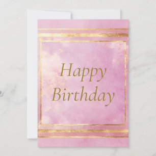 Rosa Aquarell & Gold Foil Geburtstagskarte Einladung