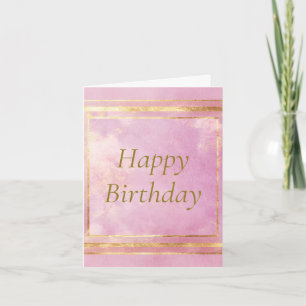 Rosa Aquarell & Gold Foil Geburtstagskarte Einladung