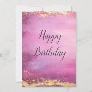 Rosa Aquarell & Gold Foil Trim Geburtskarte Einladung