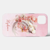 Rosa Aquarell Gold Koi Fisch Flora Case-Mate iPhone Hülle (Rückseite (Horizontal))