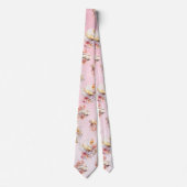 Rosa Aquarell Gold Koi Fisch Flora Krawatte (Vorderseite)
