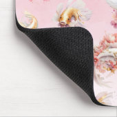 Rosa Aquarell Gold Koi Fisch Flora Mousepad (Ecke)