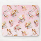 Rosa Aquarell Gold Koi Fisch Flora Mousepad (Vorne)