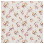 Rosa Aquarell Gold Koi Fisch Flora Stoff (Muster)