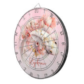 Rosa Aquarell Gold Koi Fisch Personalisiert Dartscheibe (Vorderseite rechts)