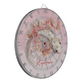 Rosa Aquarell Gold Koi Fisch Personalisiert Dartscheibe (Vorderseite Links)