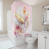 Rosa Aquarell Gold Koi Fisch Personalisiert Duschvorhang (Beispiel)