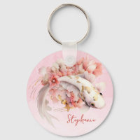 Rosa Aquarell Gold Koi Fisch Personalisiert