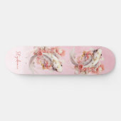 Rosa Aquarell Gold Koi Fisch Personalisiert Skateboard (Horizontal)
