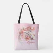 Rosa Aquarell Gold Koi Fisch Personalisiert Tasche (Rückseite)