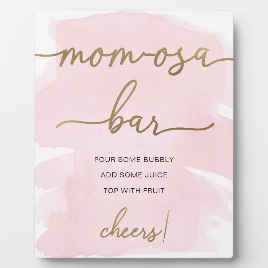 Rosa Aquarell Gold Mama-osa Bar Sign Fotoplatte (Vorderseite)