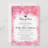 Rosa Aquarell Gold Spritzer Graduation Party Einladung (Vorderseite)