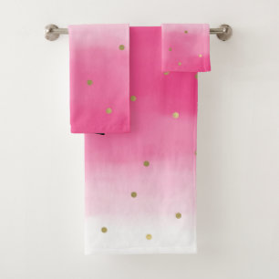 Rosa Aquarell-GoldConfetti Ombre schön Badhandtuch Set