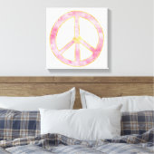 Rosa Aquarell-Goldfriedenszeichen-Herz Leinwanddruck (Insitu (Schlafzimmer))