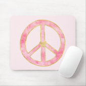 Rosa Aquarell-Goldfriedenszeichen-Herz Mousepad (Mit Mouse)