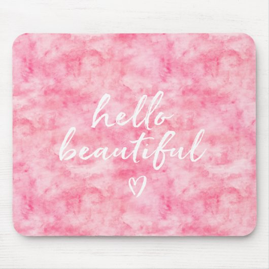 Rosa Aquarell-hallo schönes Herz Mousepad (Vorne)