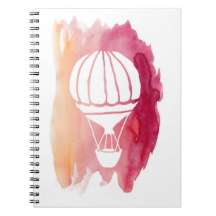 Rosa Aquarell-Heißluft-Ballon Notizblock