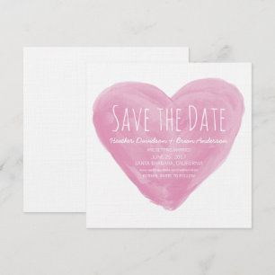 Rosa Aquarell-Herz Save-the-Date-Einladung Einladung