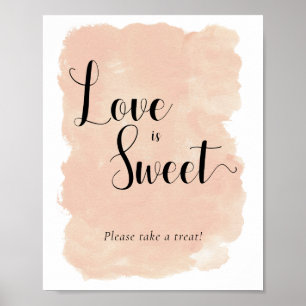 Rosa Aquarell-Hochzeitsdessert-Tischschild Poster