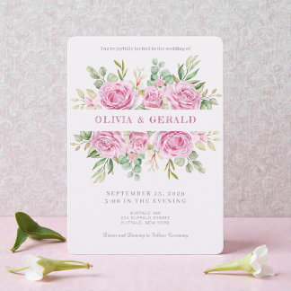 Rosa Aquarell-Hochzeitseinladung Einladung