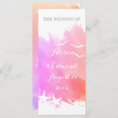 Rosa Aquarell, Hochzeitsprogramm für Seesterne Programm (Vorne/Hinten)