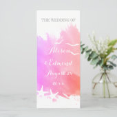 Rosa Aquarell, Hochzeitsprogramm für Seesterne Programm (Stehend Vorderseite)