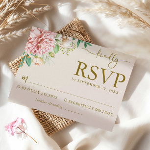 Rosa Aquarell-Hortensien-Hochzeitsantwortkarte RSVP Karte