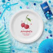Rosa Aquarell-Kirsch-Baby-Party Pappteller (Party)