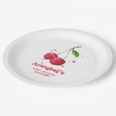 Rosa Aquarell-Kirsch-Baby-Party Pappteller (Schrägansicht)