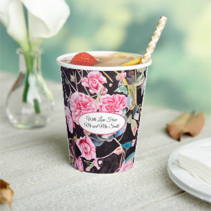 Rosa Aquarell-Kohl Vintage-Hochzeit Pappbecher