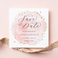 Rosa Aquarell-Kreis Save The Date-Karte im Quadrat