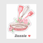 Rosa Aquarell Küche Aufkleber (Blatt)