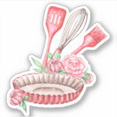 Rosa Aquarell Küche Aufkleber (Vorderseite)