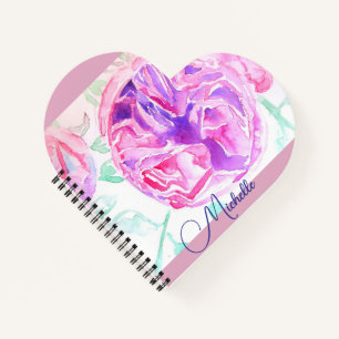 Rosa Aquarell-Lila-Rosa-Mädchen-Notizbuch Notizblock