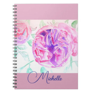 Rosa Aquarell-Lila-Rosa-Mädchen-Notizbuch Notizblock