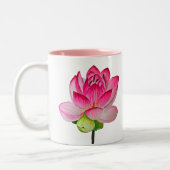 Rosa Aquarell Lotus Blume Zweifarbige Tasse (Links)