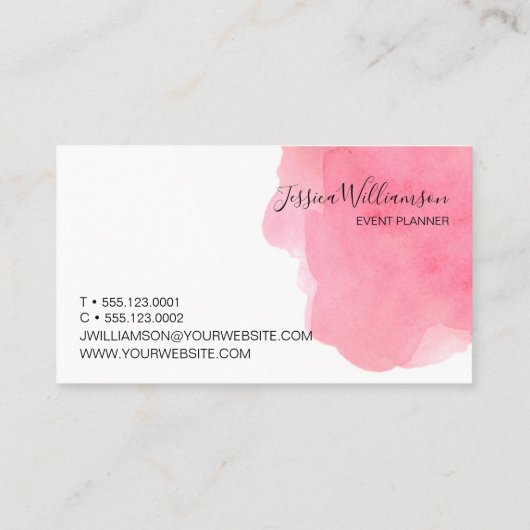 Rosa, Aquarell, modern, elegant, Veranstaltungspla Visitenkarte (Rückseite)