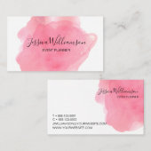 Rosa, Aquarell, modern, elegant, Veranstaltungspla Visitenkarte (Vorne/Hinten)