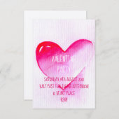 Rosa Aquarell Moderne Valentine Party Einladung (Vorne/Hinten)
